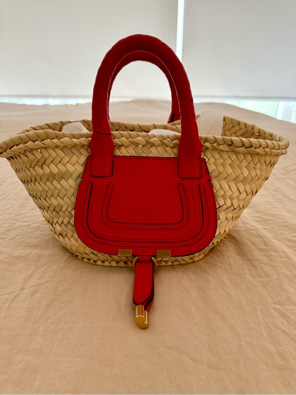 Chloe Marcie mini raffia & leather basket tote - Women Bags